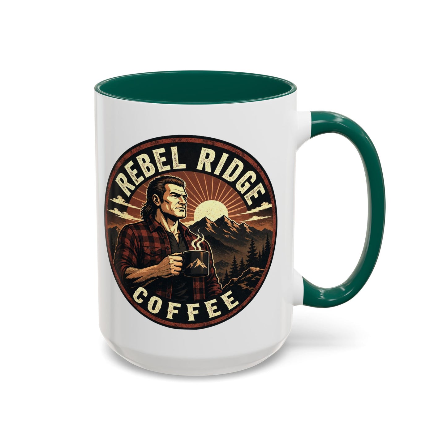 Rebel Ridge Coffee Mug — Retro Rustic Plaid 11oz/15oz Ceramic Cup
