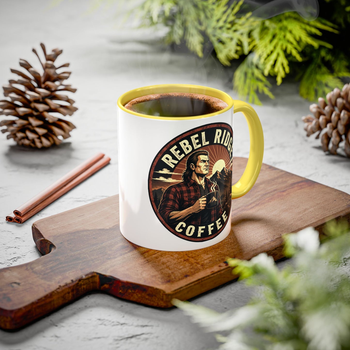 Rebel Ridge Coffee Mug — Retro Rustic Plaid 11oz/15oz Ceramic Cup